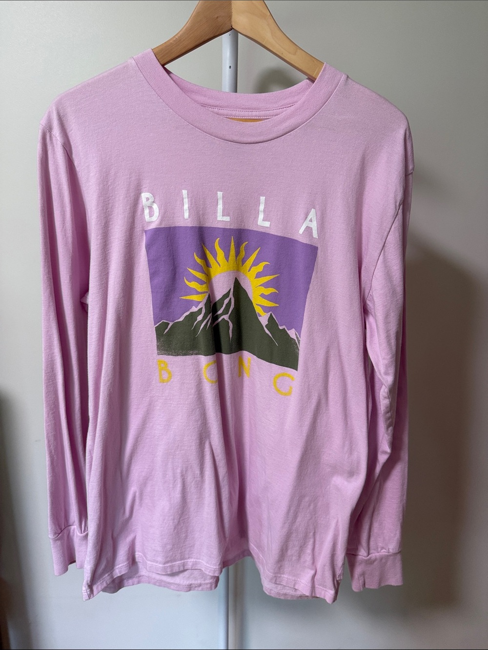 Billabong Pink Long Sleeve Mountain Sun Graphic Tee
